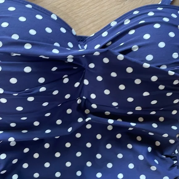 Bond Eye Australia Navy & White Polka Dot Swimsuit Tankini Top & Bottom size 10 - Picture 4 of 8